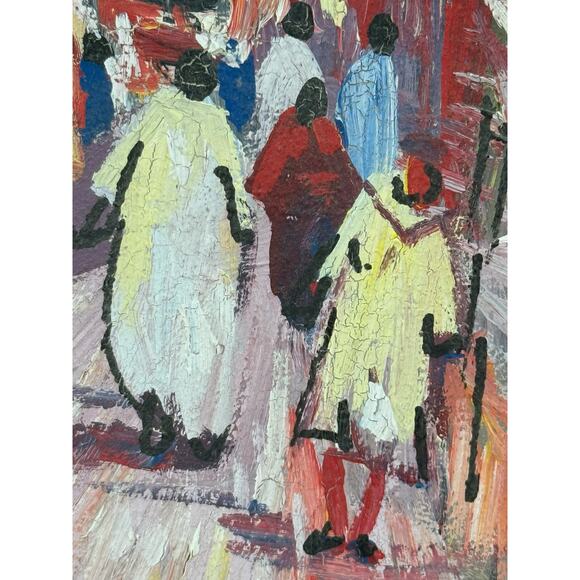 Late 20th Century Colorful Oil on Canvas "Moroccan Souk" by Artist Daghoury - Picture 4 of 12